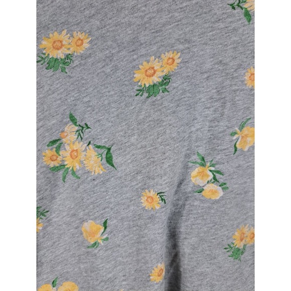 Old Navy Plus Size 2X Womens Gray V Neck‎ Floral Print Short Sleeve Cotton Top - Picture 6 of 8